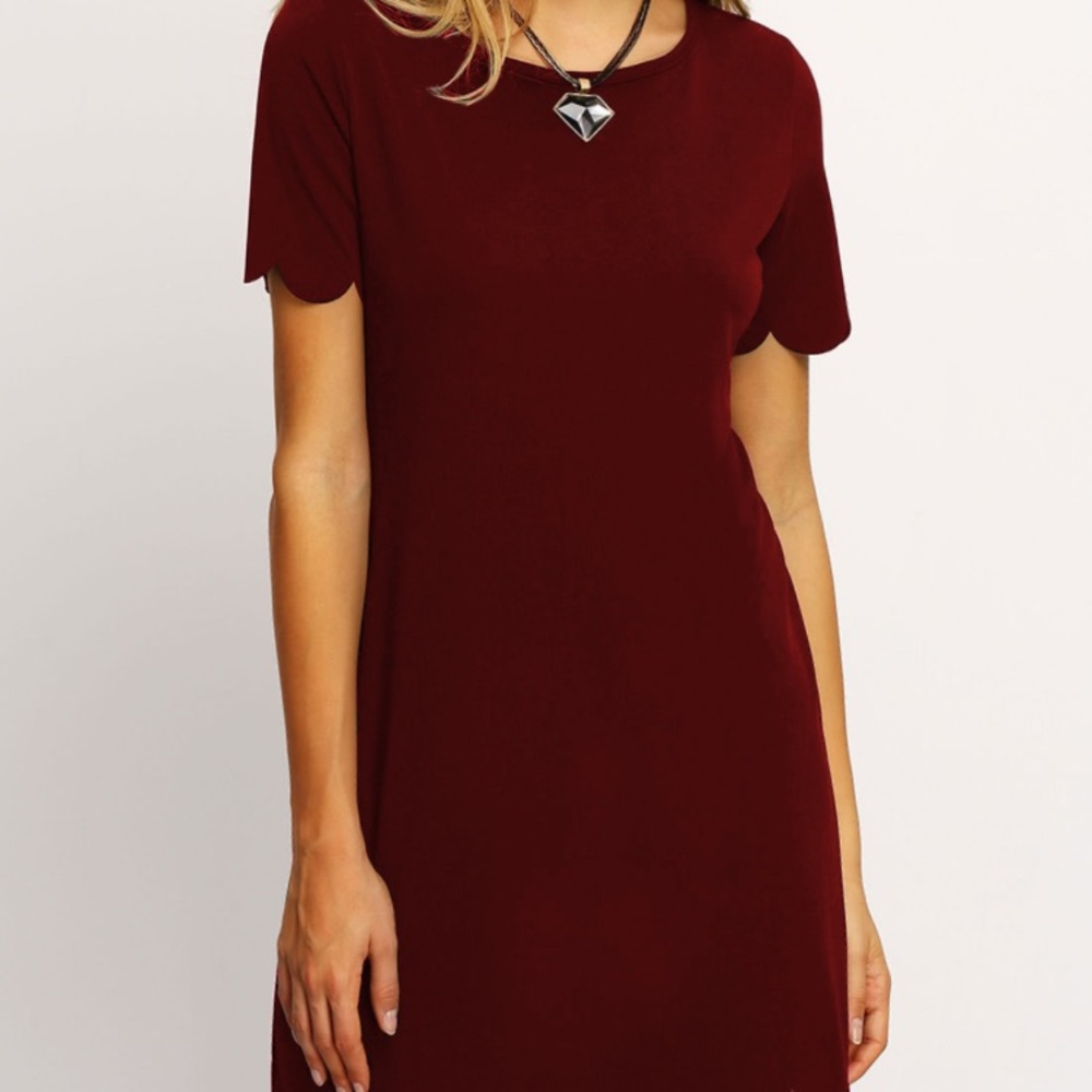❤️✨Dark-red, scallop dress